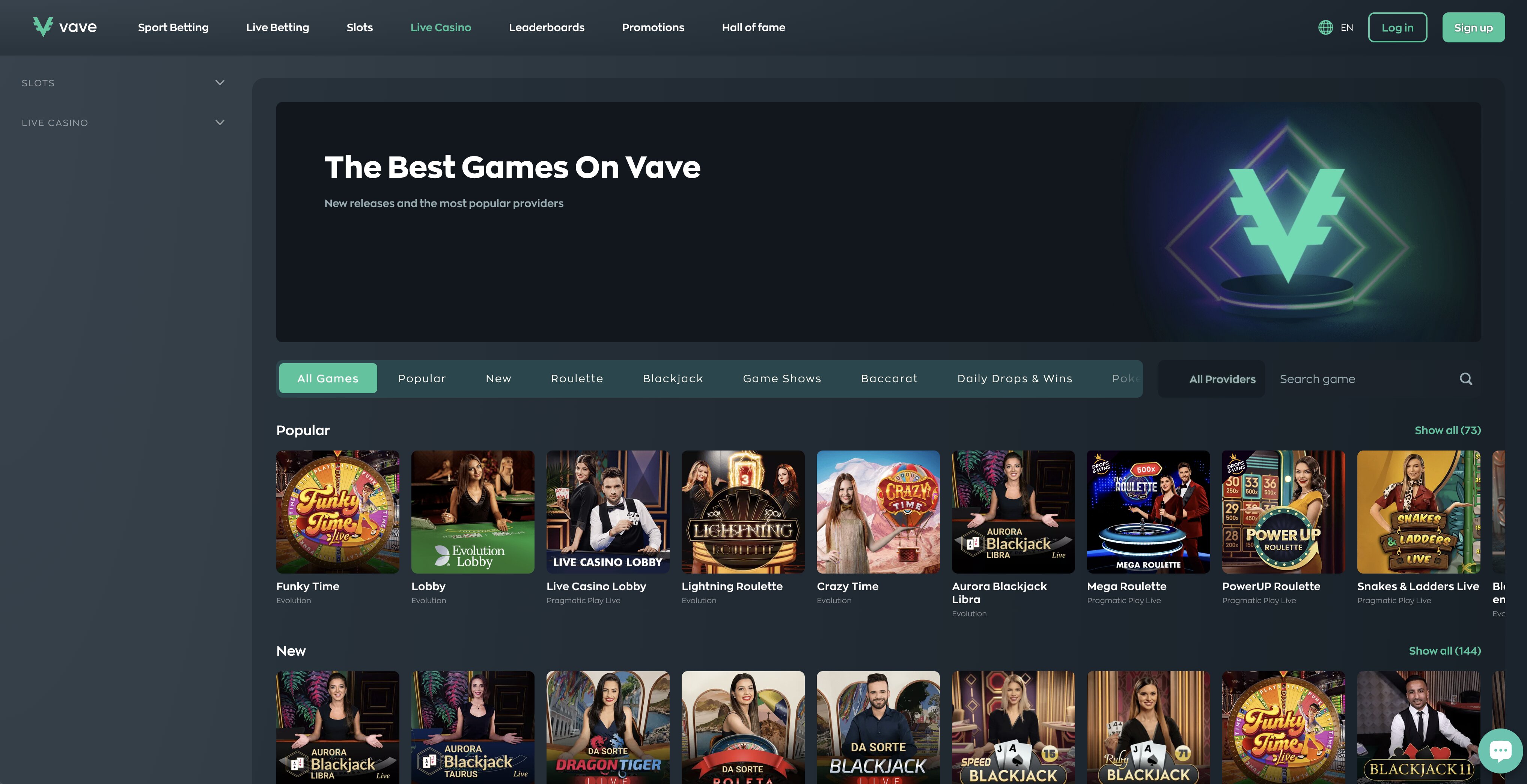 vave casino live casino